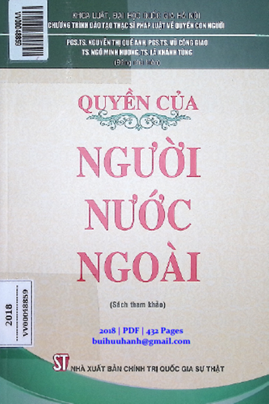 Quyền Của Người Nước Ngoài (NXB Chính Trị 2018) - Nguyễn Thị Quế Anh, 432 Trang