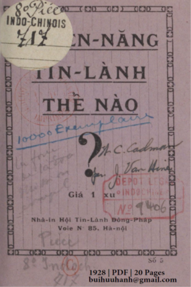 Quyền Năng Tin Lành Là Gì (NXB Tin Lành 1928) - Nhiều Tác Giả, 20 Trang