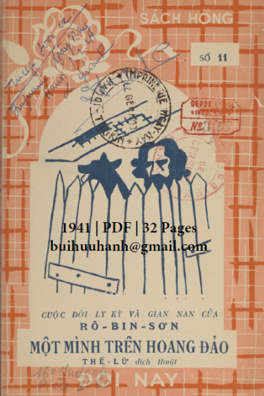 Rô-Bin-Sơn Cuốn 1-Một Mình Trên Hoang Đảo (NXB Đời Nay 1941) - Thế Lữ, 32 Trang