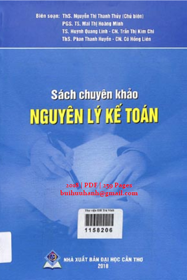 Sách Chuyên Khảo Nguyên Lý Kế Toán (NXB Đại Học Cần Thơ 2018) - Nguyễn Thị Thanh Thủy, 259 Trang