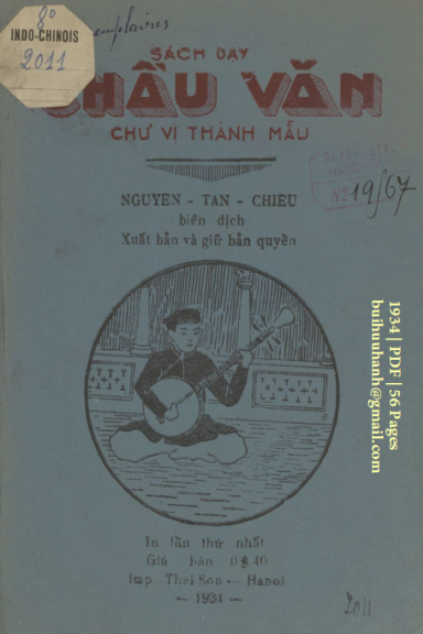 Sách Dạy Chầu Văn Chư Vị Thánh Mẫu (NXB Thái Sơn 1934) - Nguyễn Tân Chiểu, 56 Trang