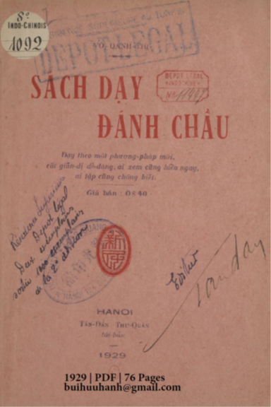 Sách Dạy Đánh Chầu (NXB Tân Dân 1929) - Vô Danh Thị, 76 Trang