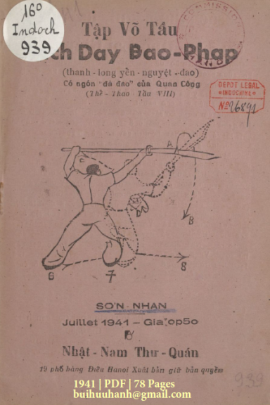 Sách Dạy Đao Pháp (NXB Nhật Nam 1941) - Sơn Nhân, 78 Trang