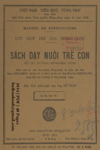 Sách Dạy Nuôi Trẻ Con (NXB Nha Học Chính 1934) - Guillemet, 48 Trang