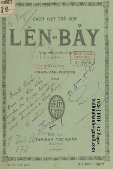 Sách Dạy Trẻ Con Lên Bảy (NXB Tân Dân 1926) - Phạm Văn Phương, 42 Trang