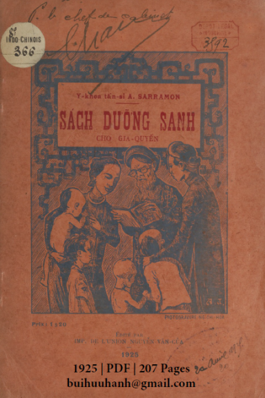 Sách Dưỡng Sanh Cho Gia Quyến (NXB Nguyễn Văn Của 1925) - Armand Sarramon, 207 Trang