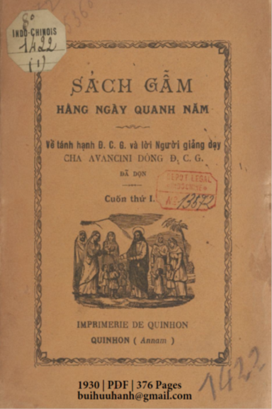 Sách Gẫm Hằng Ngày Quanh Năm Cuốn 1 (NXB Qui Nhơn 1930) - Niccolò Avancini, 376 Trang