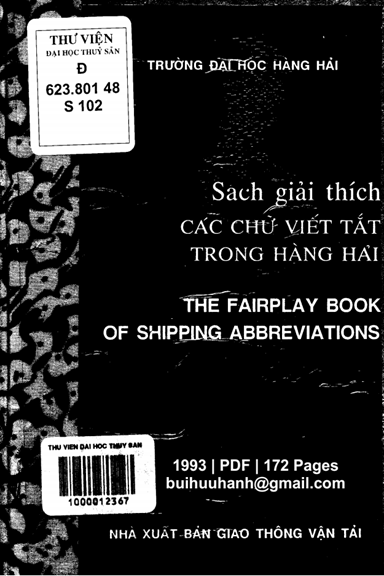 Sách Giải Thích Các Chữ Viết Tắt Trong Hàng Hải (NXB Giao Thông Vận Tải 1993) - Nhiều Tác Giả