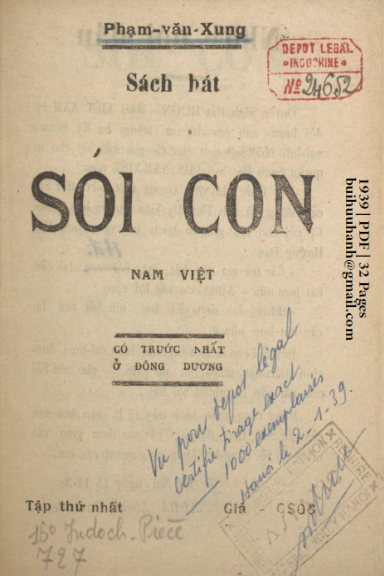 Sách Hát Con Sói Nam Việt Tập 1 (NXB Asiatic 1939) - Phạm Văn Xung, 32 Trang