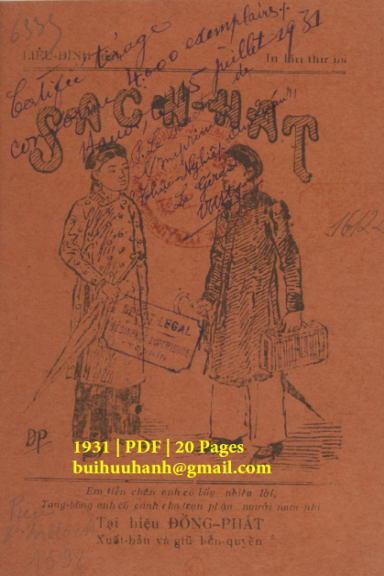 Sách Hát (NXB Đồng Phát 1931) - Liễu Đình, 20 Trang