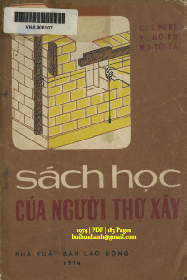 Sách Học Của Người Thợ Xây (NXB Lao Động 1974) - C. Êpurê, 183 Trang