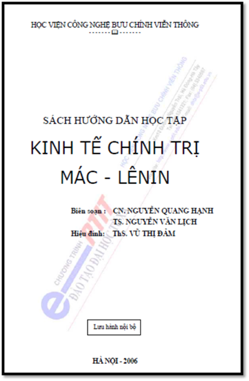 Sách Hướng Dẫn Học Tập Kinh Tế Chính Trị Mac-Lênin (NXB Hà Nội 2006) - Nguyễn Quang Hạnh, 205 Trang