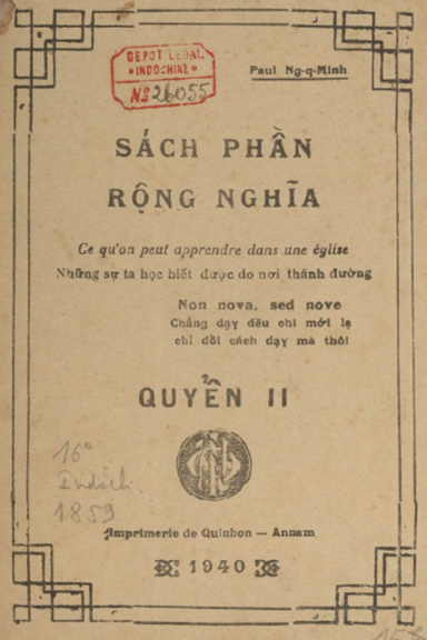 Sách Phần Rộng Nghĩa Quyển 2 (NXB Qui Nhơn 1940) - Nguyễn Quang Minh, 156 Trang