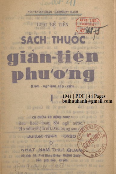 Sách Thuốc Giản Tiện Phương (NXB Nhật Nam 1941) - Nguyễn An Nhân, 44 Trang