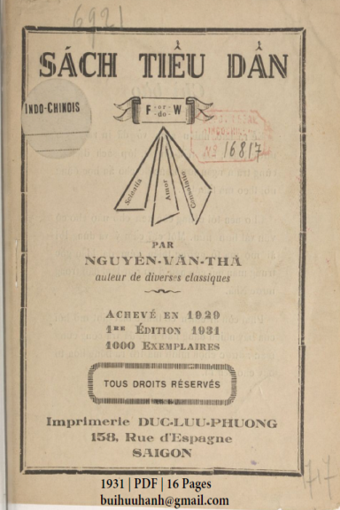 Sách Tiểu Dẫn (NXB Đức Lưu Phương 1931) - Nguyễn Văn Thà, 16 Trang