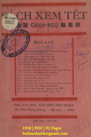 Sách Xem Tết Canh Ngọ (NXB Tân Dân 1930) - Nhiều Tác Giả, 92 Trang