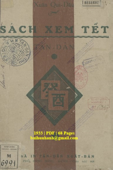 Sách Xem Tết Tân Dân (NXB Tân Dân 1933) - Nguyễn Tiến Lăng, 68 Trang