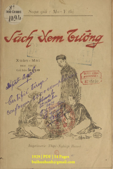 Sách Xem Tướng (NXB Thực Nghiệp 1929) - Ma Y Thị, 54 Trang