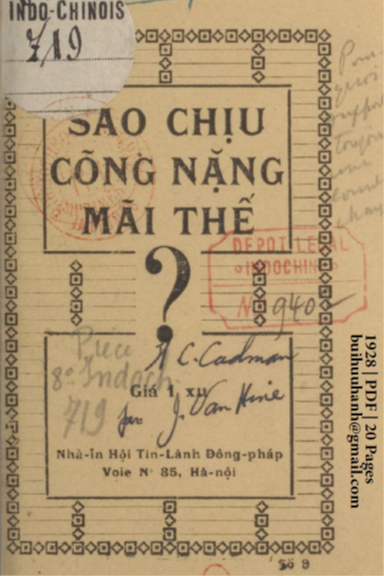 Sao Chịu Cõng Nặng Mãi Thế (NXB Tin Lành 1928) - Nhiều Tác Giả, 20 Trang