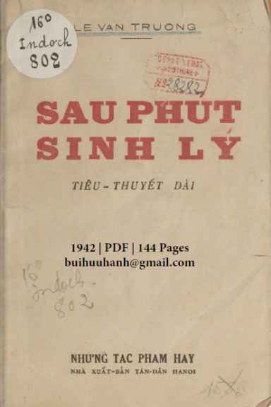 Sau Phút Sinh Lý (NXB Tân Dân 1942) - Lê Văn Trương, 144 Trang