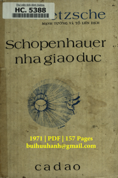 Schopenhauer Nhà Giáo Dục (NXB Cao Dao 1971) - Friedrich Nietzsche, 157 Trang