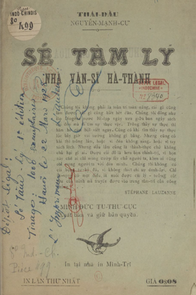 Sé Tâm Lý (NXB Minh Đức 1928) - Nguyễn Mạnh Cư, 20 Trang
