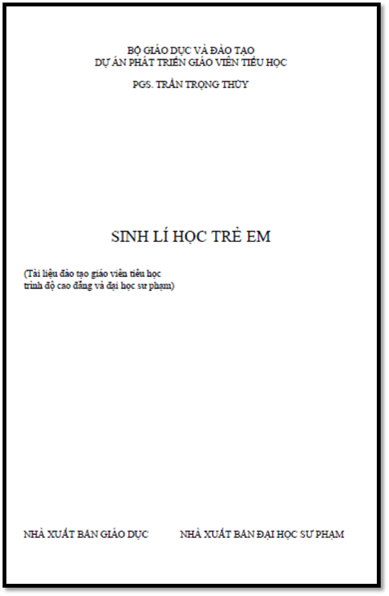 Sinh Lí Học Trẻ Em (NXB Giáo Dục 2005) - Trần Trọng Thủy, 88 Trang