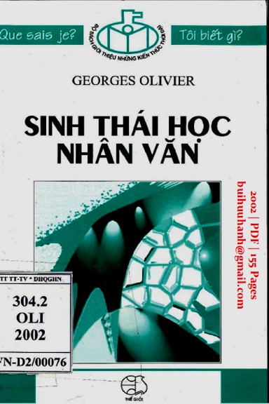 Sinh Thái Học Nhân Văn (NXB Thế Giới 2002) - Olivier Georges, 155 Trang