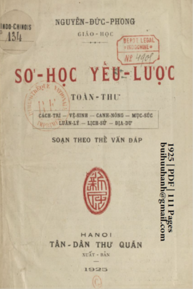 Sơ Học Yếu Lược Toàn Thư (NXB Tân Dân 1925) - Nguyễn Đức Phong, 111 Trang