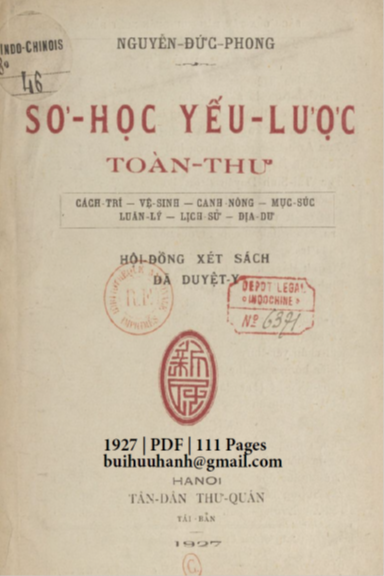 Sơ Học Yếu Lược Toàn Thư (NXB Tân Dân 1927) - Nguyễn Đức Phong, 111 Trang
