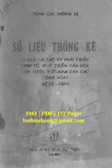 Số Liệu Thống Kê 1958-1960 (NXB Sự Thật 1961) - Đinh Văn Nhất, 152 Trang