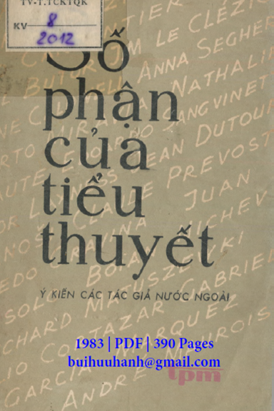 Số Phận Của Tiểu Thuyết (NXB Tác Phẩm Mới 1983) - Lại Nguyên Ân, 390 Trang