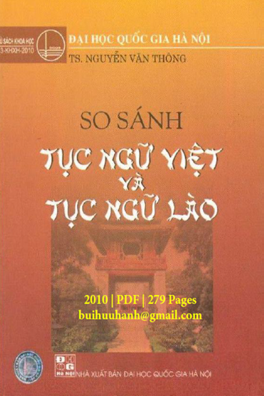 So Sánh Tục Ngữ Việt Và Tục Ngữ Lào (NXB Đại Học Quốc Gia 2010) - Nguyễn Văn Thông, 279 Trang