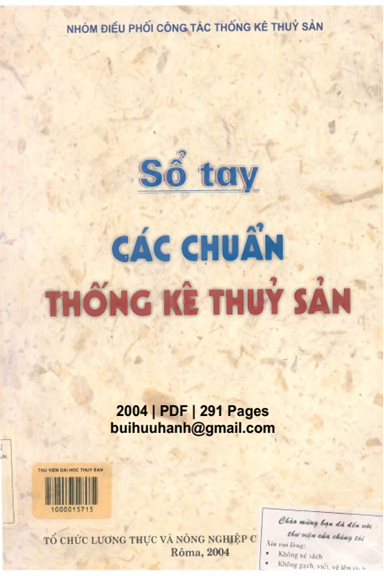 Sổ Tay Các Chuẩn Thống Kê Thủy Sản (NXB Hà Nội 2004) - Nhiều Tác Giả, 291 Trang