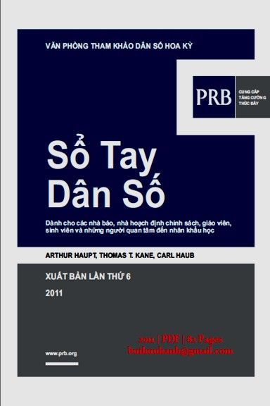 Sổ Tay Dân Số (NXB Lao Động 2011) - Arthur Haupt, 82 Trang