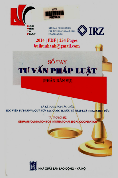 Sổ Tay Tư Vấn Pháp Luật-Phần Dân Sự (NXB Lao Động Xã Hội 2014) - Lê Mai Anh, 234 Trang
