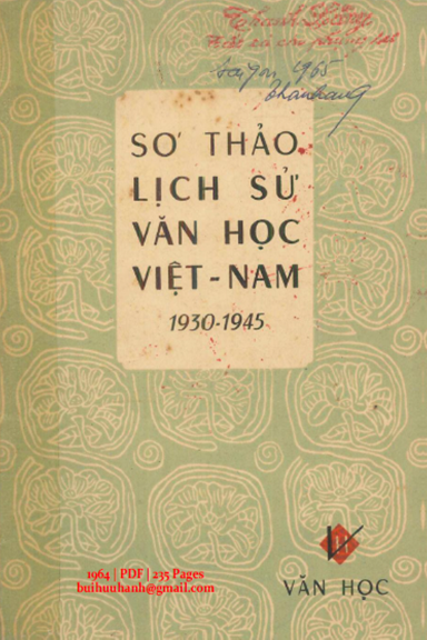 Sơ Thảo Lịch Sử Văn Học Việt Nam 1930-1945 (NXB Văn Học 1964) - Vũ Đức Phúc, 235 Trang