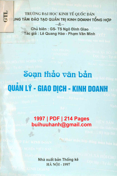 Soạn Thảo Văn Bản Quản Lý, Giao Dịch, Kinh Doanh (NXB Thống Kê 1997) - Ngô Đình Giao, 214 Trang