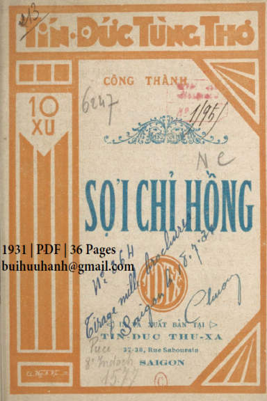 Sợi Chỉ Hồng (NXB Tín Đức Thư Xã 1931) - Công Thành, 36 Trang