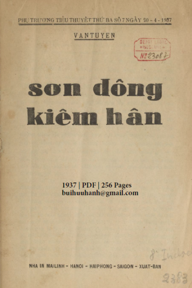 Sơn Đông Kiếm Hận (NXB Mai Lĩnh 1937) - Văn Tuyền, 256 Trang