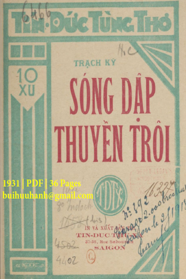 Sóng Dập Thuyền Trôi (NXB Tín Đức Thư Xã 1931) - Trạch Kỳ, 36 Trang