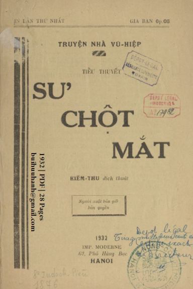 Sư Chột Mắt (NXB Chấn Hưng 1932) - Kiếm Thu, 28 Trang
