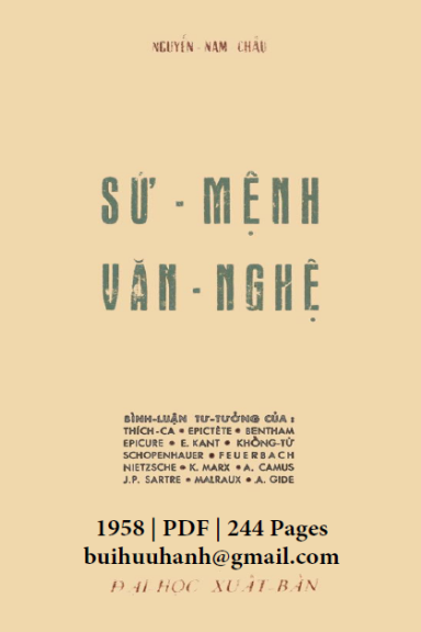 Sứ Mệnh Văn Nghệ (NXB Đại Học 1958) - Nguyễn Nam Châu, 244 Trang