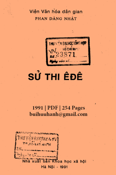 Sử Thi Êđê (NXB Khoa Học Xã Hội 1991) - Phan Đăng Nhật, 254 Trang