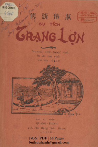 Sự Tích Trạng Lợn (NXB Quảng Thịnh 1936) - Chu Ngọc Chi, 44 Trang