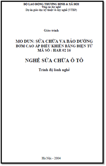Sửa Chữa Và Bảo Dưỡng Bơm Cao Áp Điều Khiển Bằng Điện Tử (NXB Hà Nội 2004) - Nhiều Tác Giả, 48 Trang