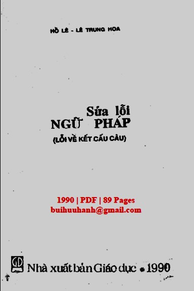 Sửa Lỗi Ngữ Pháp Lỗi Về Kết Cấu Câu (NXB Giáo Dục 1990) - Hồ Lê, 89 Trang