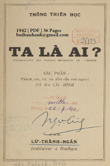 Ta Là Ai (NXB Thụy Ký 1942) - Lữ Thành Ngân, 36 Trang