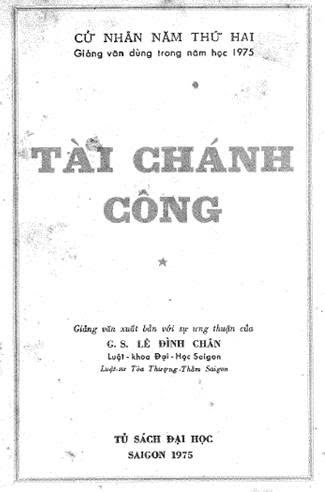 Tài Chánh Công Tập 1 (NXB Sài Gòn 1975) - Lê Đình Chân, 288 Trang