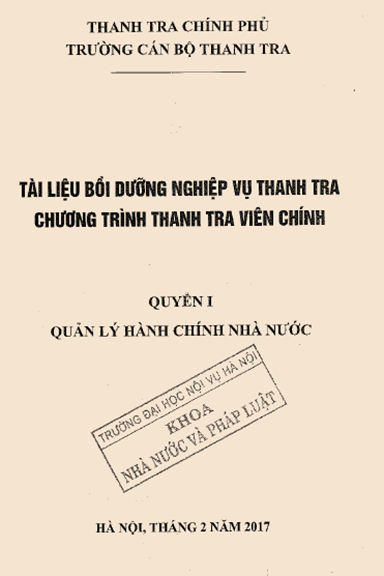 Tài Liệu Bồi Dưỡng Nghiệp Vụ Thanh Tra Chương Trình Thanh Tra Viên Chính Quyển 1